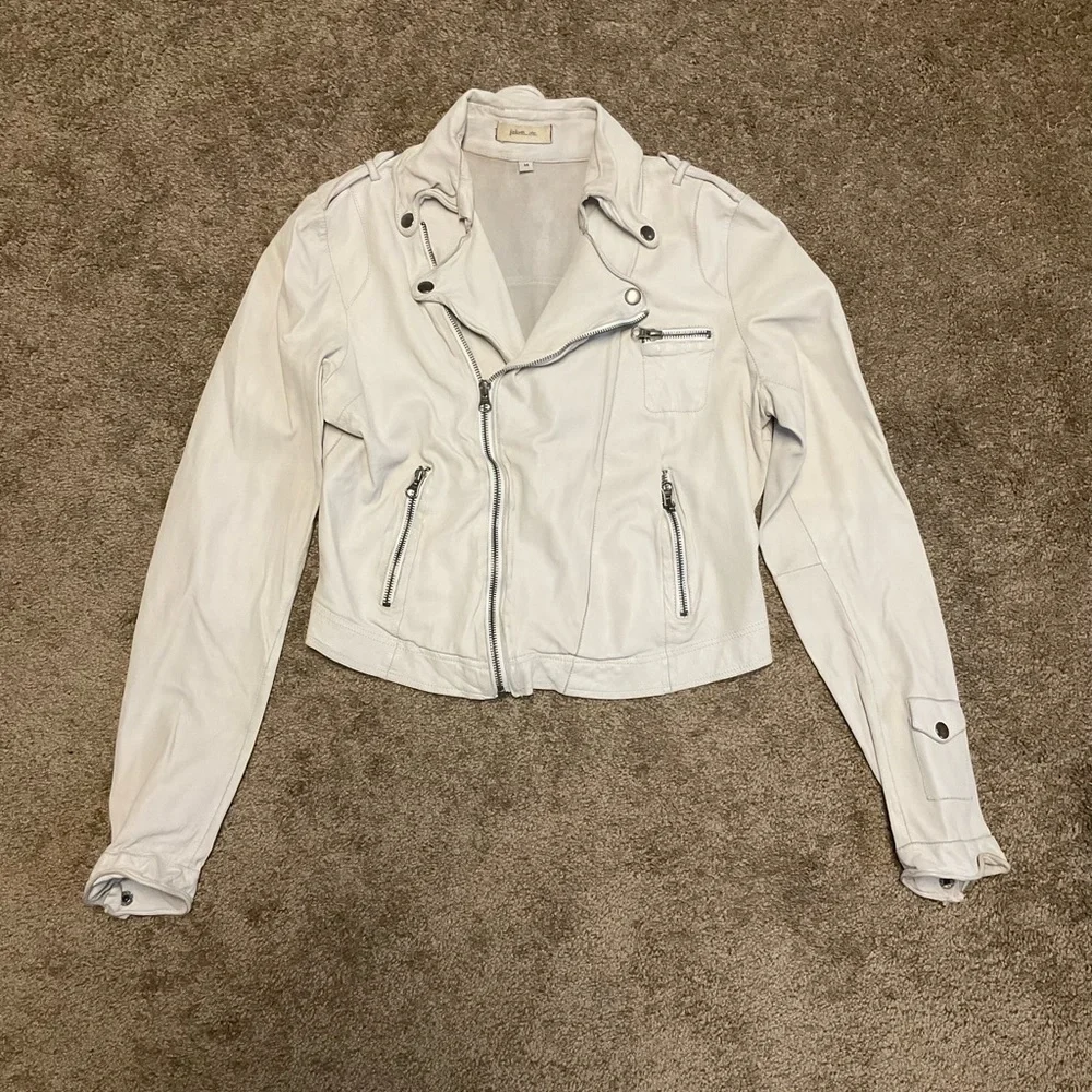 Jakett NYC Josey leather moto jacket in ecru - Picture 6 of 10